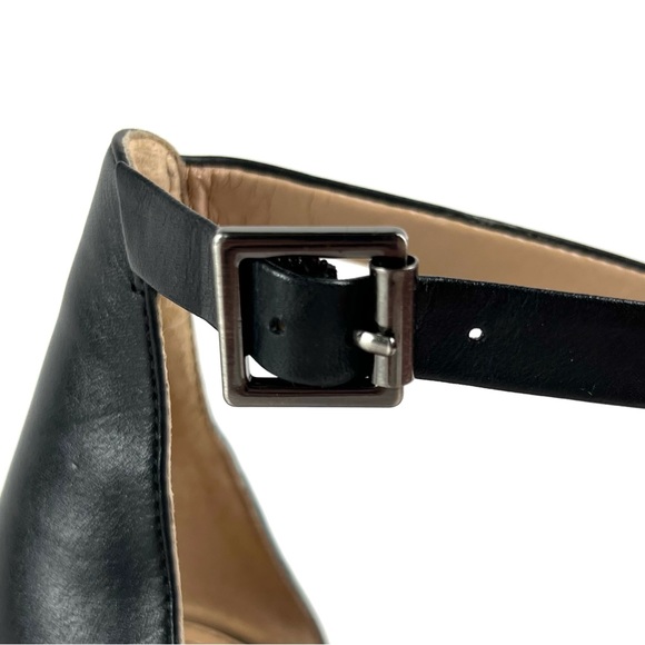 BCBGMAXAZRIA Black Leather Satin Bow Ankle Strap Sandal Heel - Picture 10 of 12